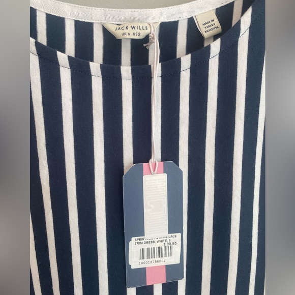 NWT Jack Wills Navy Blue Striped Dress, Size 2 - Picture 4 of 5